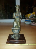 Bronz kovács szobor, 7 kg, 36 cm magas, kiváló állapotban