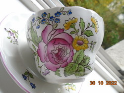 SPODE MARLBOROUGH SPRAYS látványos nagy virágmintával teás csésze kistányérral
