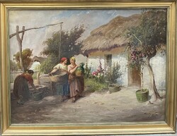 Ács Ágoston (1889-1947) Életkép nagyméretű 100x75 cm