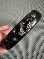 Black enamel silver antique bracelet
