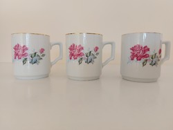 Old 7 piece porcelain rosy mug in vintage cup
