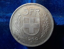 Switzerland 5 francs 1969. Ag silver. There is mail!