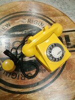 Sárga tárcsás telefon,fekete számlapos retro