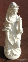 Antique large glazed holy statue - patron saint - figural porcelain
