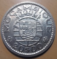 Moçambique - Mozambique $20 1952 aunc. Ag silver. There is mail!