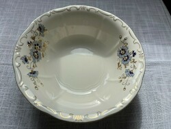 Hand-painted, perfect, display case cornflower Zsolnay bowl