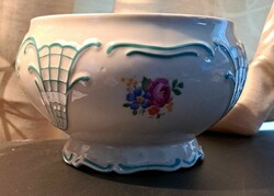 Antik porcelán virágmintás kaspó Mérete:10 cm magas d. 12,5 cm
