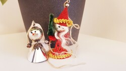 Two pieces of retro Christmas tree decorations, collectable together, Santa Claus, little girl