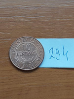 Bolivia 10 centavos 2012 copper plated steel 294