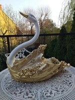 Fire gilded - porcelain swan
