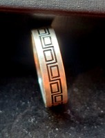 Silver wedding ring with Greek pattern