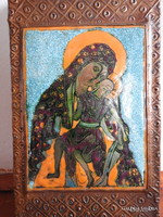 Nagy Gy. Margit(1931. március 17. - 2015. okt) tűzzománc falikép - Madonna a Kisdeddel.