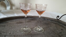 2 pcs. Old, grape pattern polished liqueur glass 12 cm.
