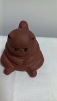 Thinking cat statue, marked, flawless, made of raw mineral purple sand, special.