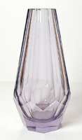 Moser lila üveg váza 8 szögletű /oktagonal csiszolással