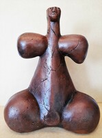 Őskori Idol / vénusz szobor jellegű modern kerámia figura. 1970-es évek (?) Jelöletlen.