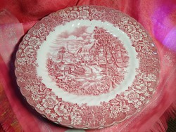 Gyönyörű angol jelenetes porcelán nagy lapos tányér