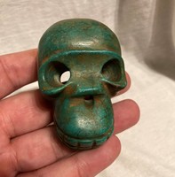 Tibetan Nepalese Carved Turquoise Stone Skull Tibet Nepal