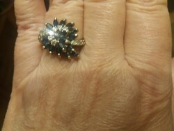 Gyémánt gyűrű Zafírokkal 18 kr.Igazolással