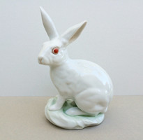 Old Herend porcelain big rabbit red-eyed white bunny 29 cm