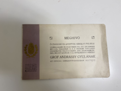 Meghívó-Gróf Andrássy Gyulának szoboremlék avatásra