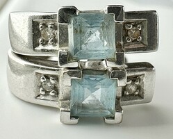 607T. 1 Forintról! 14k Fehérarany (3,6 g) Aquamarine fülbevaló, apró Accant gyémántokkal ékesítve!