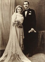 1L279 Régi fekete-fehér esküvői fotográfia fotó 38 x 28 cm