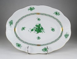 1L203 Herend porcelain tray with green Appony pattern 23 x 31 cm