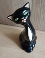 Rare! Kispest granite porcelain cat with unique painting