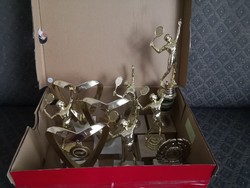 A box of tennis trophies, 9 pcs