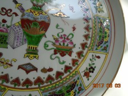 Jingdezhen a volt császári manufaktúra Kézzel festett Pillangó,gyümölcs,virág minták  tálca- 25,5 cm