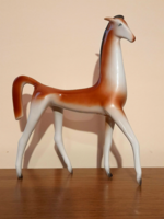 Hollóházi Art deco porcelán ló, paripa 23 cm