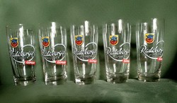 5 darabos régi retro Radeberger Pilsner Export fújt üveg sörös pohár készlet hibátlan 0,25 dl