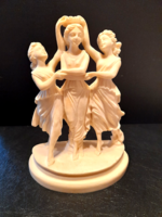 Alabaster sculpture group of dancing women