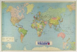 1L332 old retro tungsram world map 76 x 116 cm