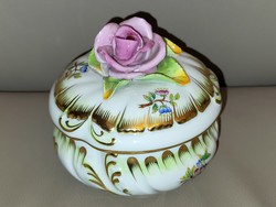 Viktoria Herend large pink bonbonier sugar bowl with vbo pattern