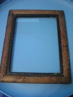 U10 antique, rosewood glass plate mirror - photo-handicraft frame, decorative carved marked 29 x 24 cm