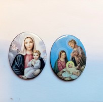 2 religious fire enamel pendants
