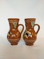 2 pcs. Ceramic jug with folk pattern