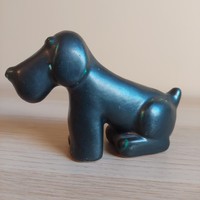 Kertész Klára stílusú fekete kerámia kutya figura