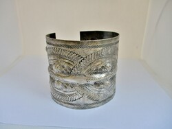 Special old handmade large wide silver bracelet