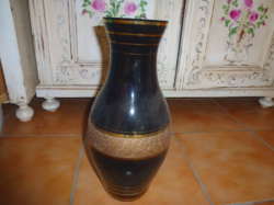 Moser váza fekete  vastag üveg ,arany applikációval 40 cm hibátlan