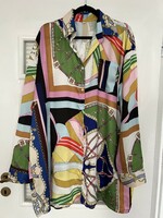 Shein silk-effect oversized shirt with horoscope shawl pattern