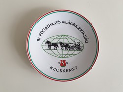 Régi retro Zsolnay porcelán falitál Fogathajtó Világbajnokság Kecskemét 1978 fali dísz fali tál