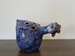 Repesztett mázas,iparművészeti kerámia ikebana/dísztárgy-23*16 cm