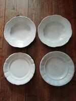 Régi fehér Zsolnay tányérok, 4db