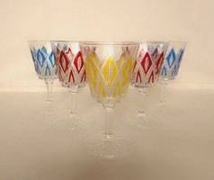 5 Piece Retro Reims Colored French Crystal Glass Liquor Glass Set wmc 60s Flawless