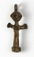 1L396 Régi kisméretű afrikai bronz anyaistennő nyakék medál totem