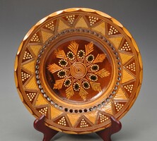 Teimel old mine wall plate with openwork edge. Rare beautiful brown color. 29.2 cm