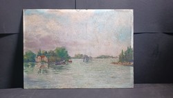 Ship on the Danube - oil painting (35x25 cm)
